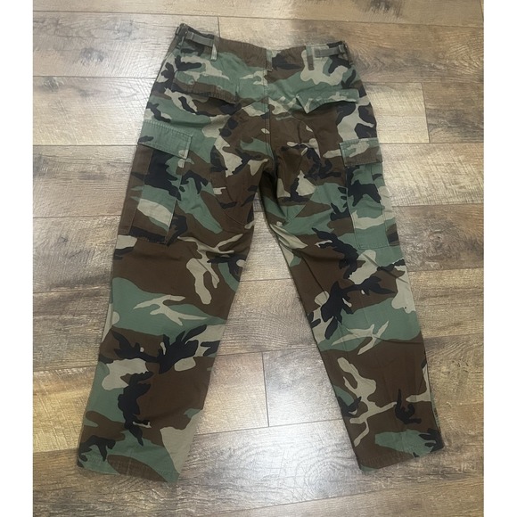 Vintage 90s US Army Woodland Camo BDU Cargo Pants Ripstop Military Medium 33x29 - Picture 2 of 8